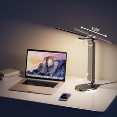 Desk Lamps for Home Office, Eye-Care LED Desk Lamp with USB Charging Port, Touch Control Table Lamp with Night Light Mode, 60 min Timer Desktop Lamp for College Dorm Room Bedroom