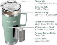 30 oz Insulated Travel Mug with Handle & Straw - Perfect for Hot & Cold Drinks